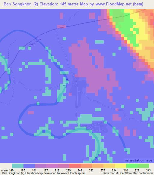 Ban Songkhon (2),Laos Elevation Map