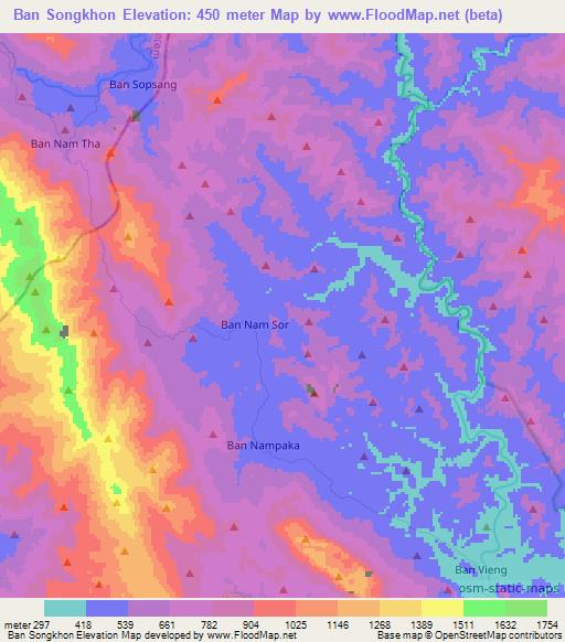 Ban Songkhon,Laos Elevation Map