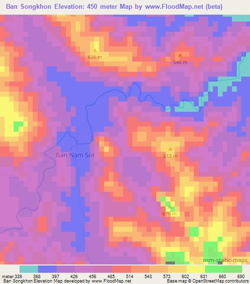 Ban Songkhon,Laos Elevation Map