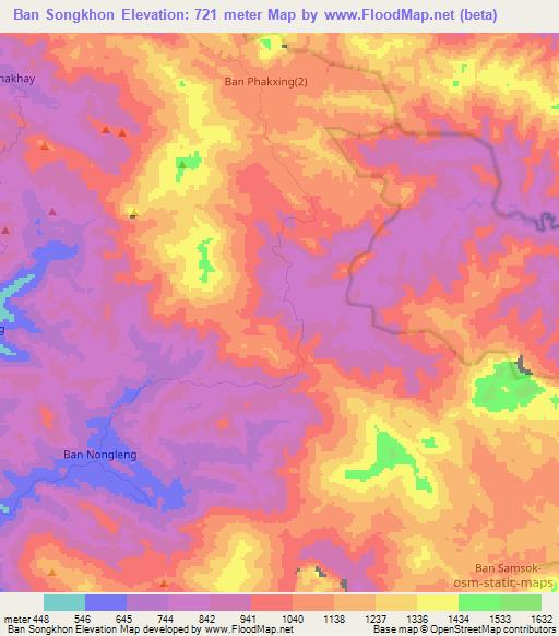 Ban Songkhon,Laos Elevation Map