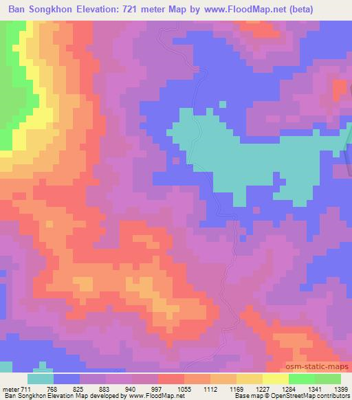 Ban Songkhon,Laos Elevation Map