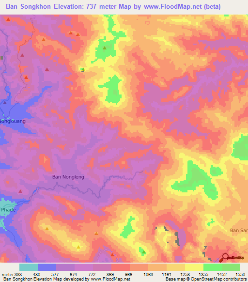 Ban Songkhon,Laos Elevation Map