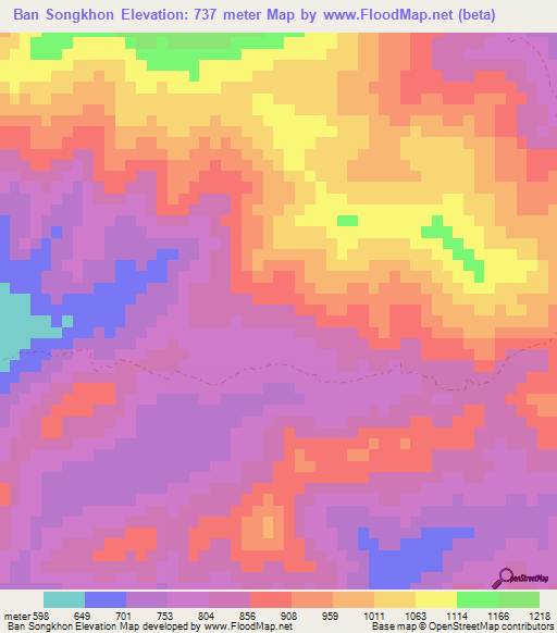 Ban Songkhon,Laos Elevation Map