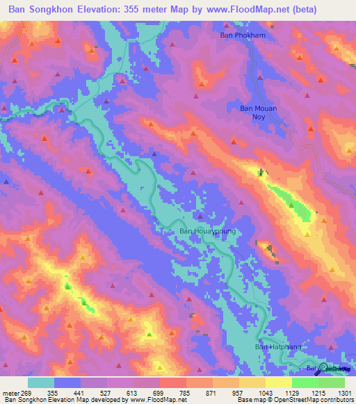 Ban Songkhon,Laos Elevation Map