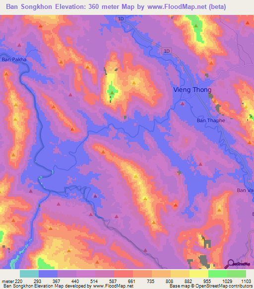 Ban Songkhon,Laos Elevation Map