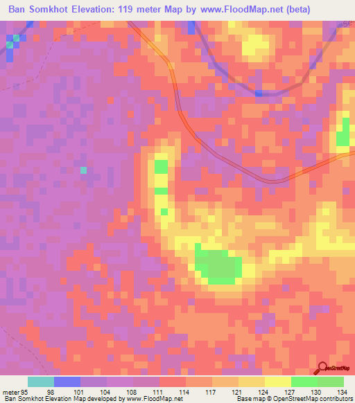 Ban Somkhot,Laos Elevation Map