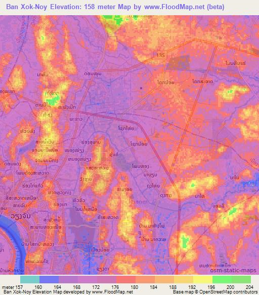 Ban Xok-Noy,Laos Elevation Map