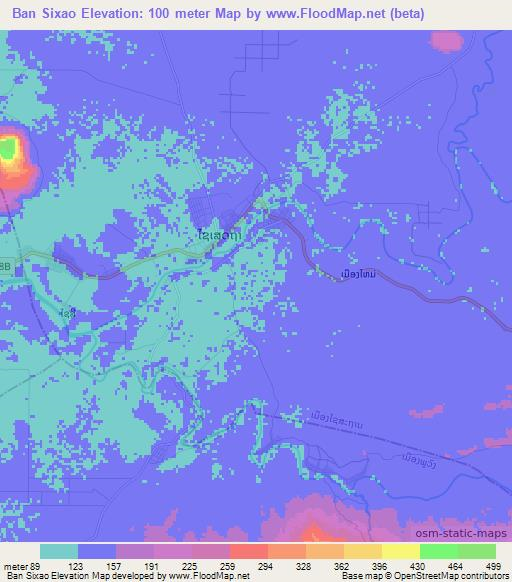 Ban Sixao,Laos Elevation Map