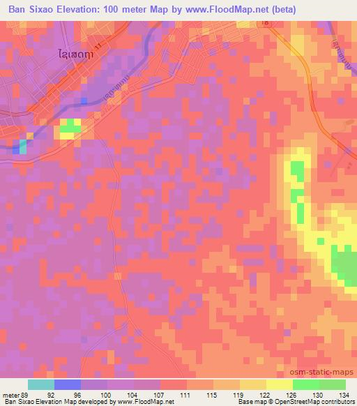 Ban Sixao,Laos Elevation Map