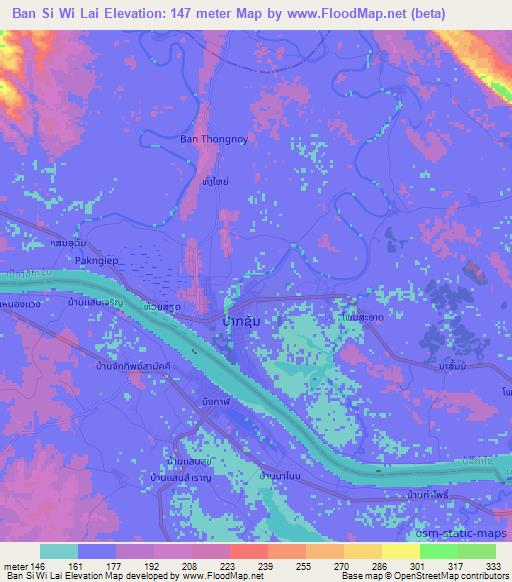 Ban Si Wi Lai,Laos Elevation Map