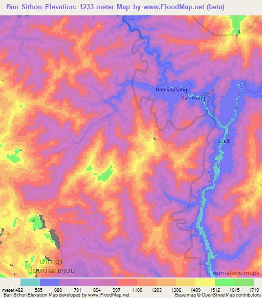 Ban Sithon,Laos Elevation Map