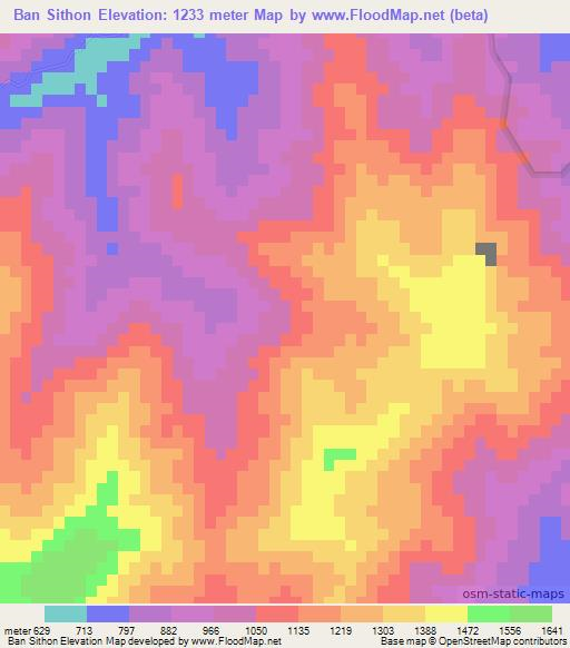 Ban Sithon,Laos Elevation Map