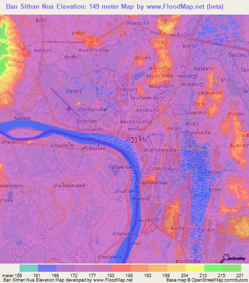 Ban Sithan Nua,Laos Elevation Map