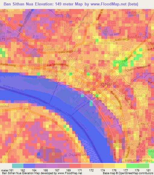 Ban Sithan Nua,Laos Elevation Map