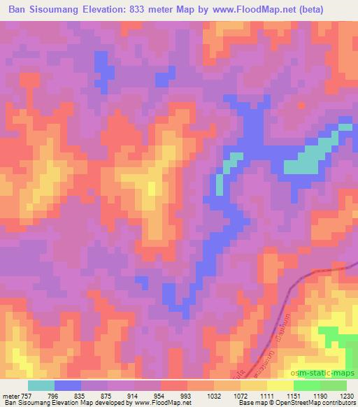 Ban Sisoumang,Laos Elevation Map