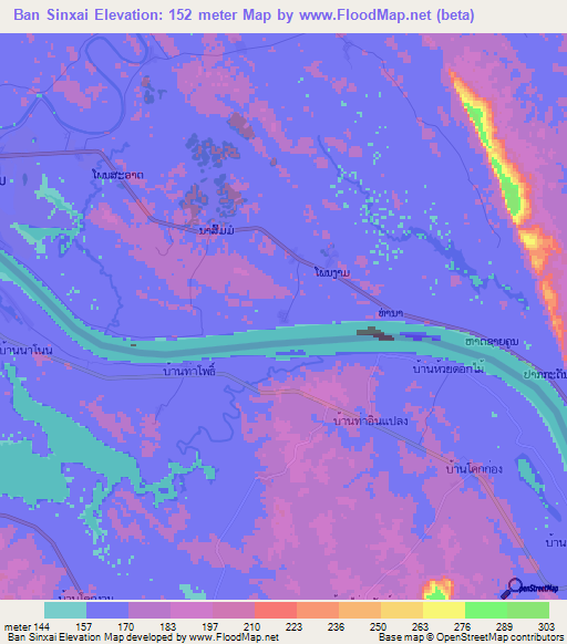 Ban Sinxai,Laos Elevation Map