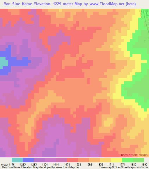 Ban Sine Kame,Laos Elevation Map