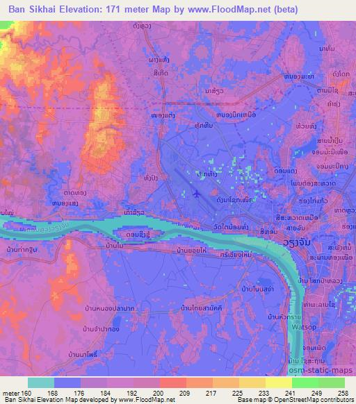 Ban Sikhai,Laos Elevation Map