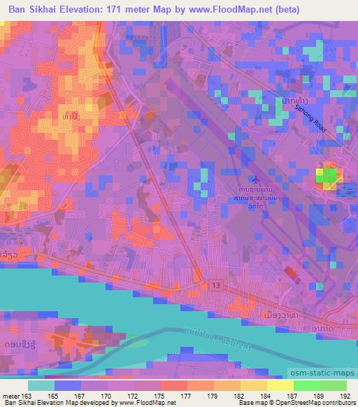Ban Sikhai,Laos Elevation Map