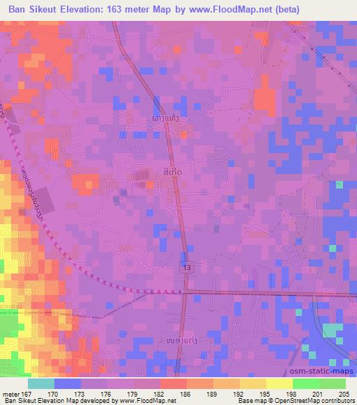 Ban Sikeut,Laos Elevation Map