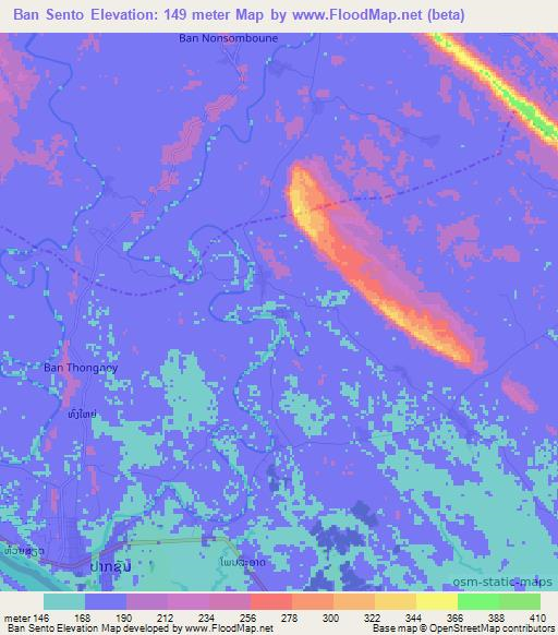 Ban Sento,Laos Elevation Map