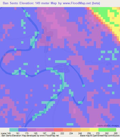 Ban Sento,Laos Elevation Map