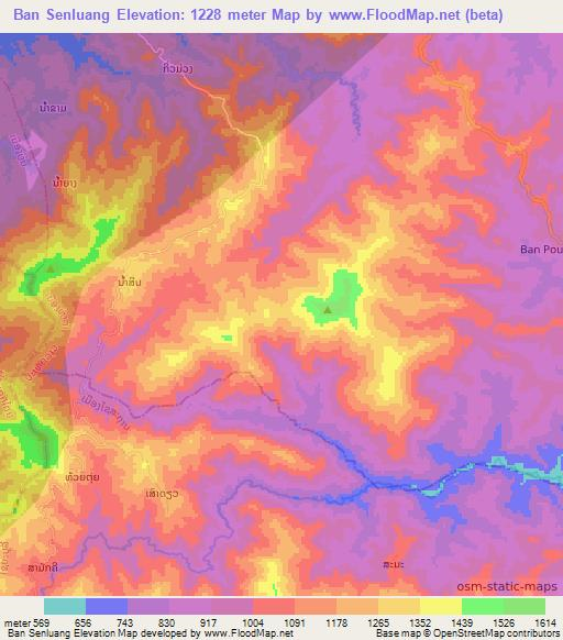 Ban Senluang,Laos Elevation Map