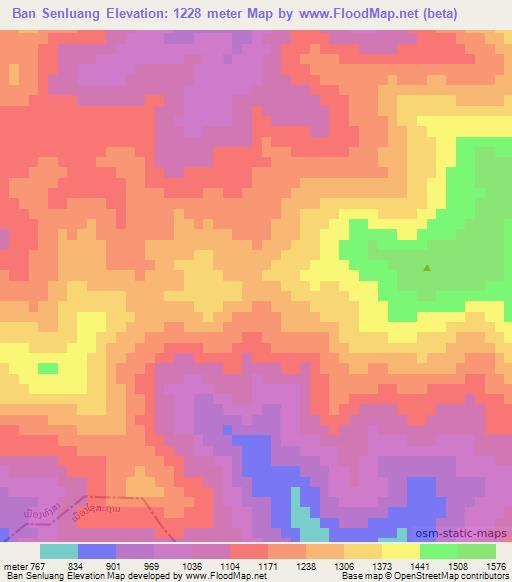 Ban Senluang,Laos Elevation Map