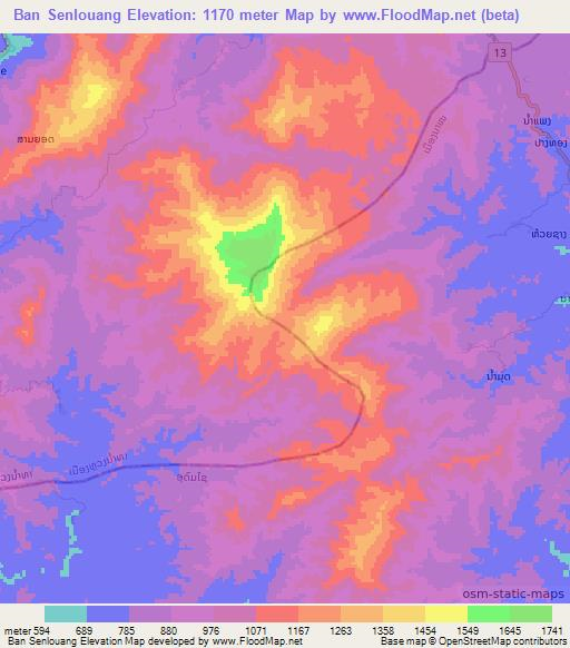 Ban Senlouang,Laos Elevation Map