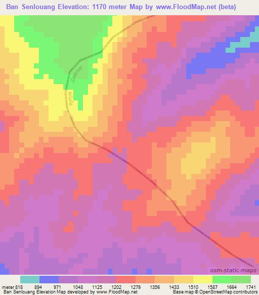 Ban Senlouang,Laos Elevation Map