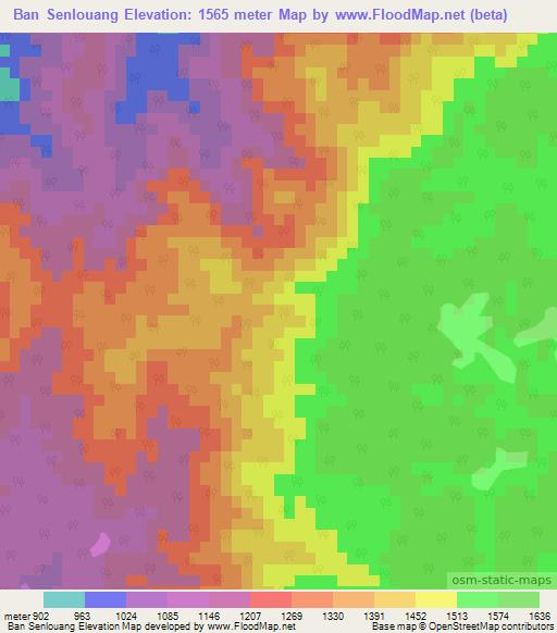 Ban Senlouang,Laos Elevation Map