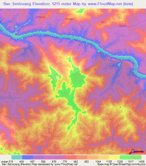 Ban Senlouang,Laos Elevation Map