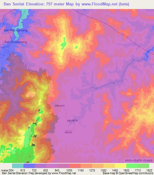 Ban Senlat,Laos Elevation Map