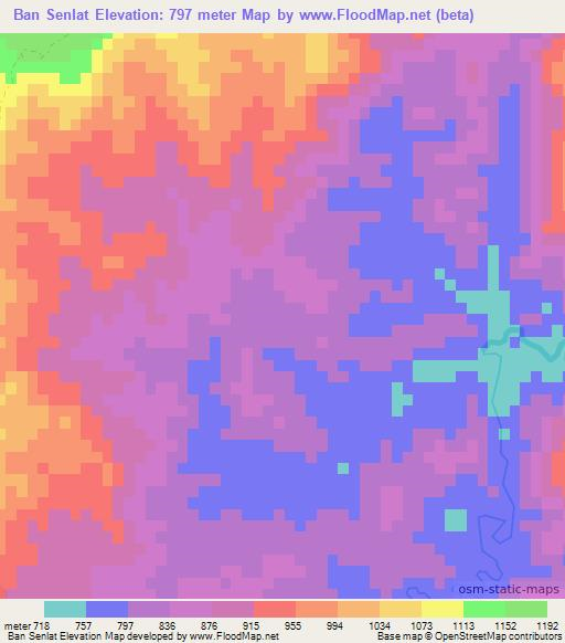 Ban Senlat,Laos Elevation Map