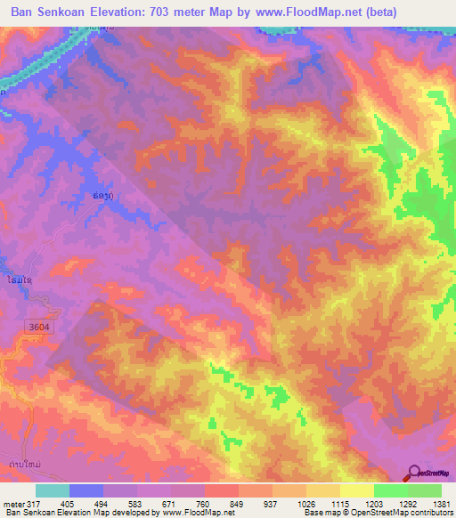 Ban Senkoan,Laos Elevation Map