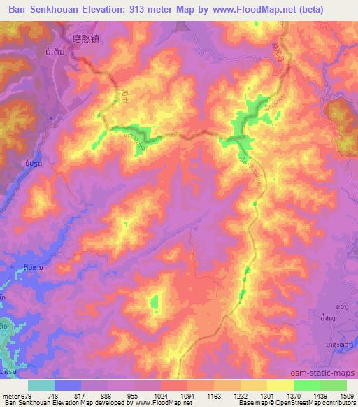 Ban Senkhouan,Laos Elevation Map