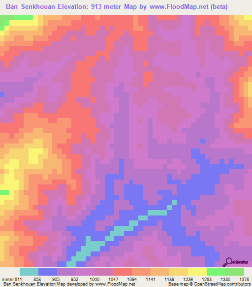 Ban Senkhouan,Laos Elevation Map