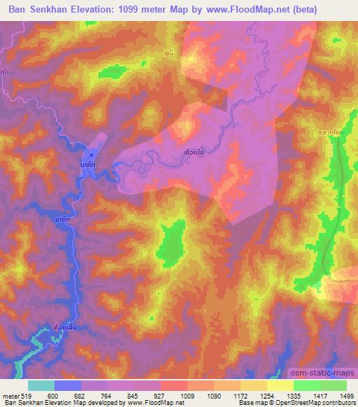 Ban Senkhan,Laos Elevation Map