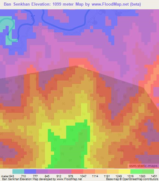 Ban Senkhan,Laos Elevation Map