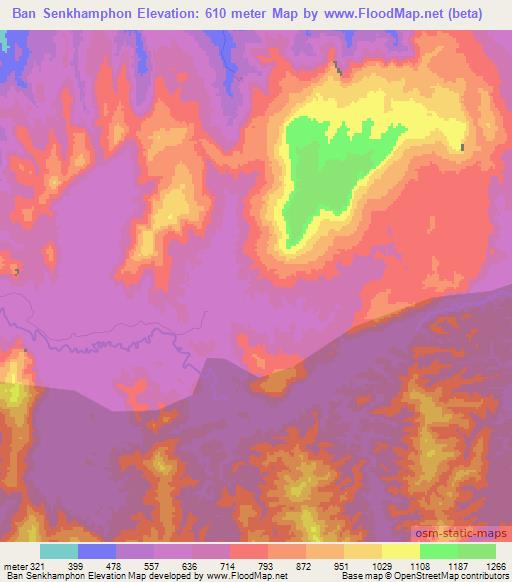 Ban Senkhamphon,Laos Elevation Map