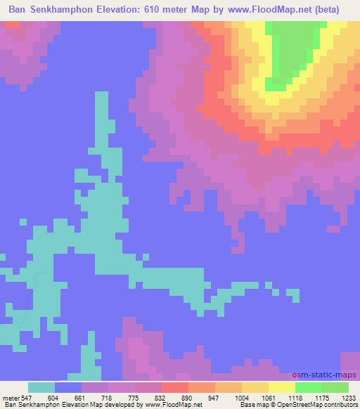 Ban Senkhamphon,Laos Elevation Map