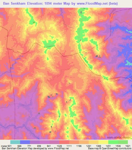 Ban Senkham,Laos Elevation Map