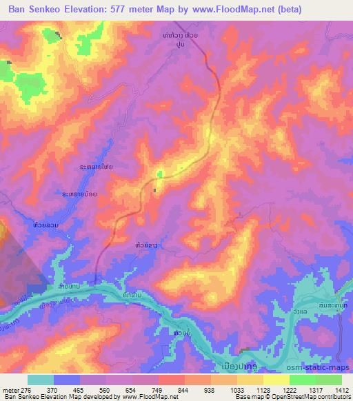 Ban Senkeo,Laos Elevation Map