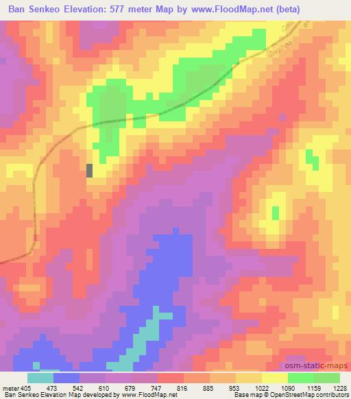 Ban Senkeo,Laos Elevation Map