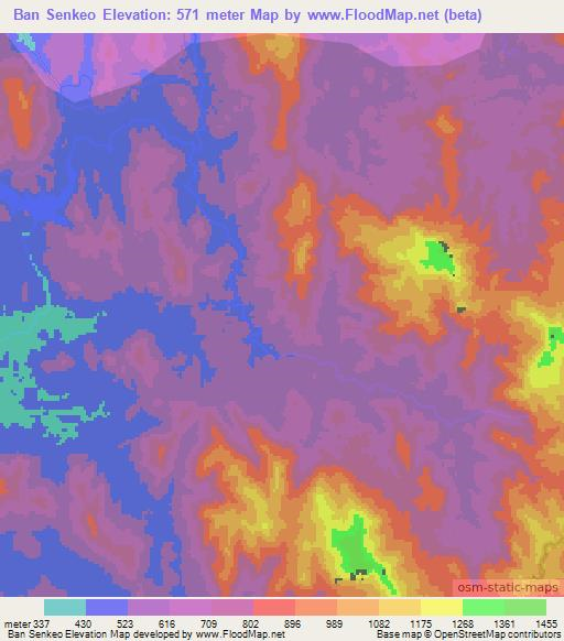 Ban Senkeo,Laos Elevation Map