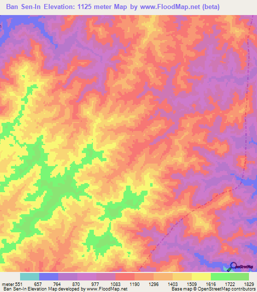 Ban Sen-In,Laos Elevation Map