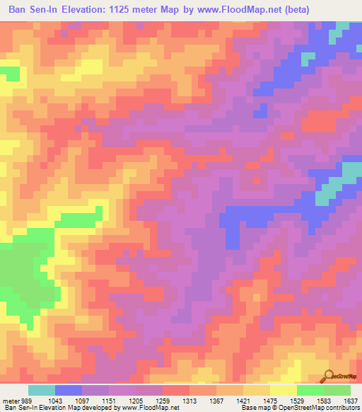 Ban Sen-In,Laos Elevation Map