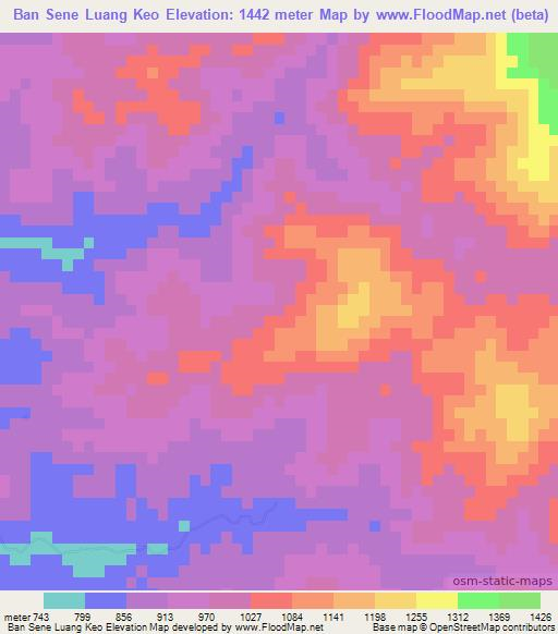 Ban Sene Luang Keo,Laos Elevation Map