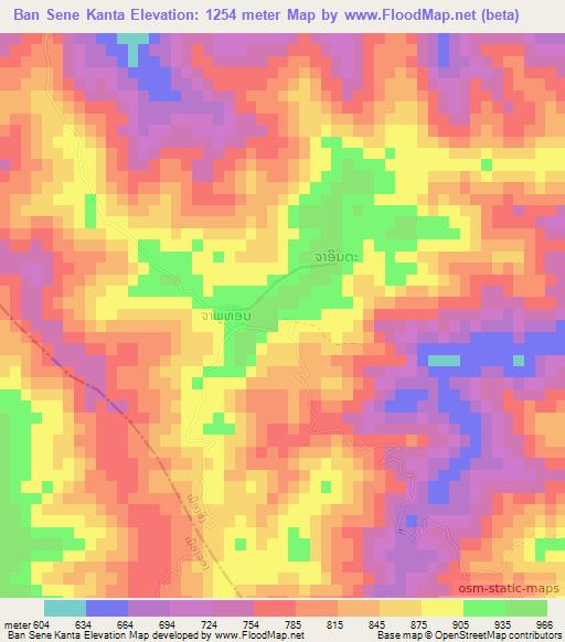 Ban Sene Kanta,Laos Elevation Map