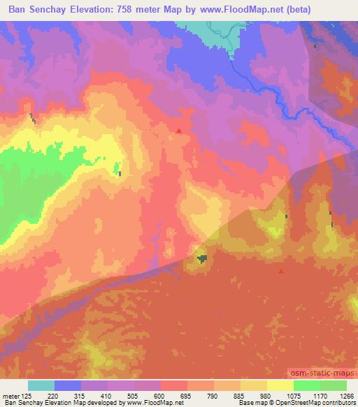 Ban Senchay,Laos Elevation Map